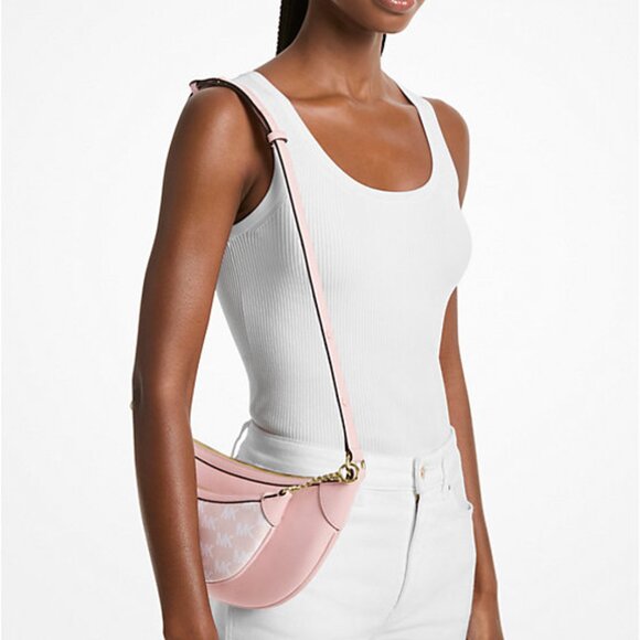 New Michael Kors Hollis Medium 2-in-1 Shoulder bag Leather & Logo Powder Blush - Picture 3 of 4